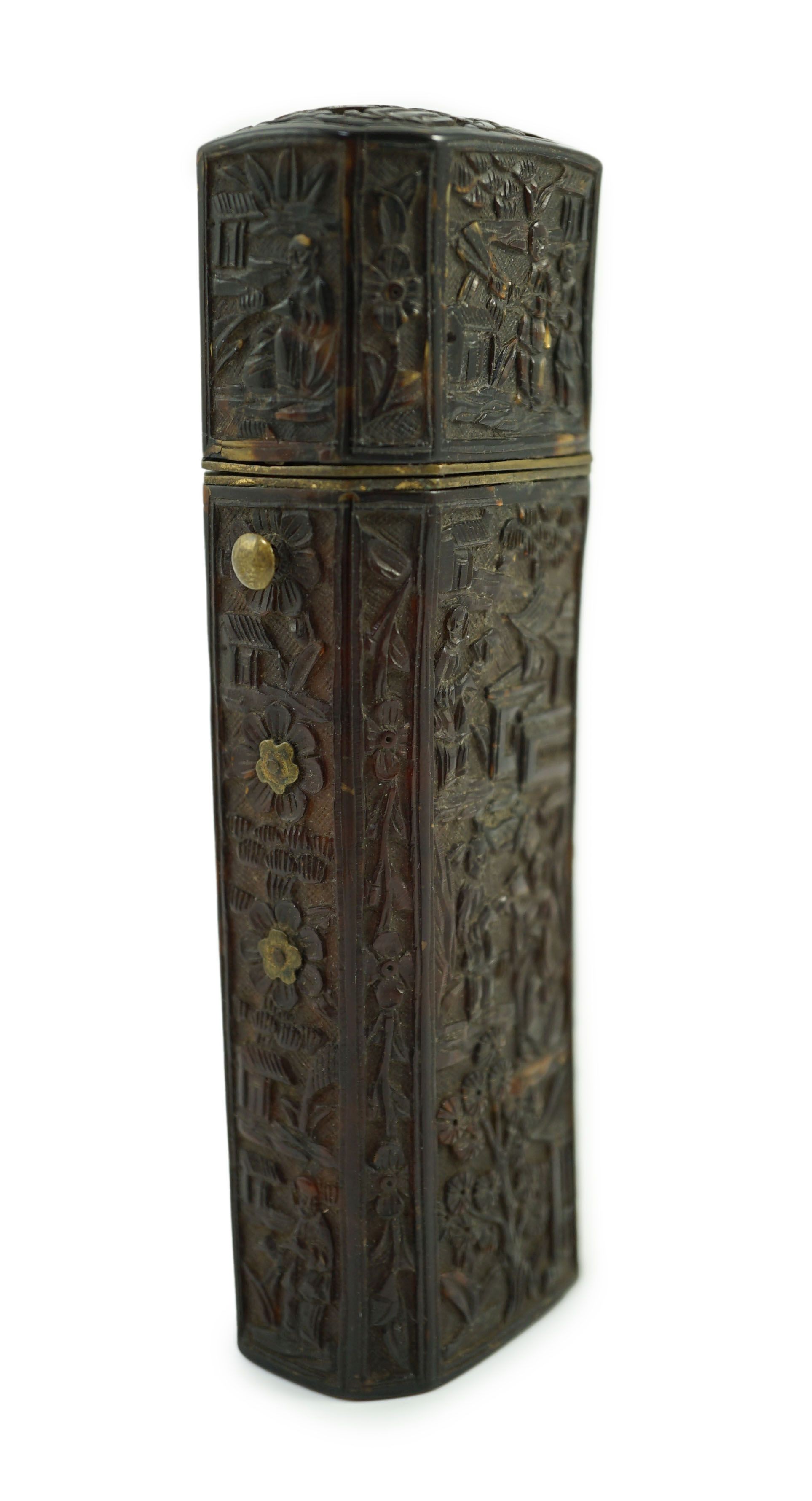 A 19th century Chinese export tortoiseshell etui case, no contents, 13cms long.